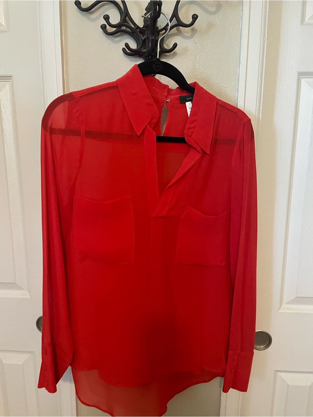 BCBGMAXAZRIA Red Silk Blouse